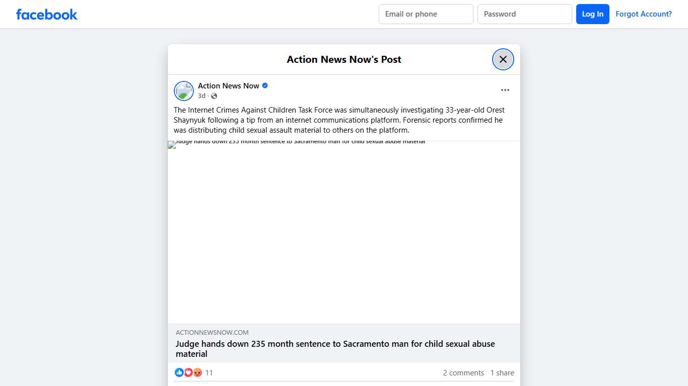 Action News Now - The Internet Crimes Against Children... Facebook