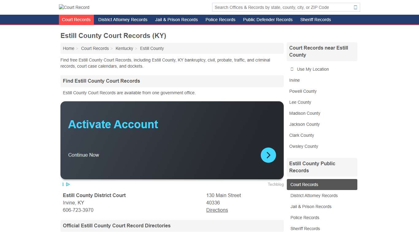 Estill County Court Records for Free (Estill County, KY)